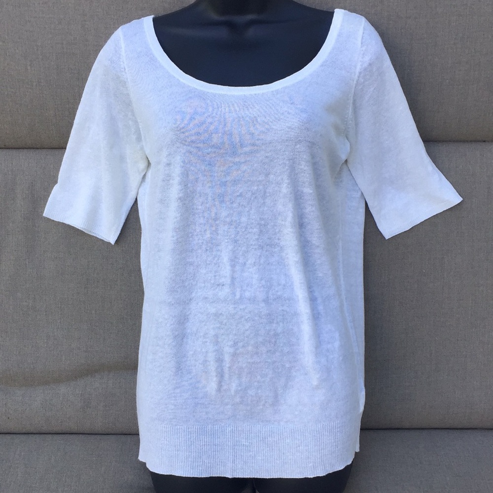 ISDA & CO Italian Linen Lightweight Sweater Knit Top with Short Sleeve